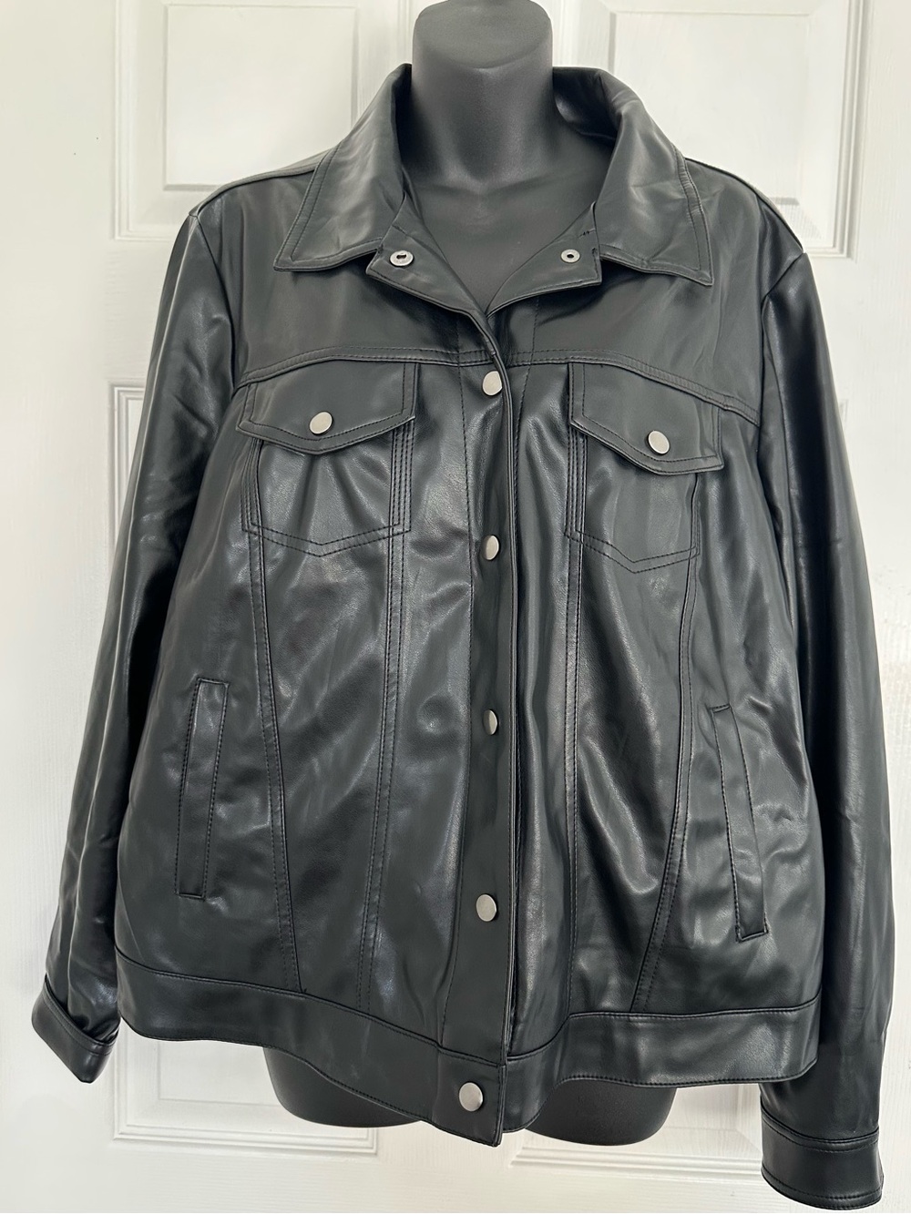 torrid Black Faux Leather Button-Front Jacket